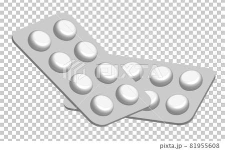 錠剤3D、PTP(press through pack)包装シートに8錠入りのイラスト 錠剤3D、PTP(press through pack)包装シートに8錠入りのイラスト 81955608