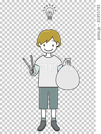 A boy who volunteers to pick up trash (image of inspiration such as ideas for trash reduction) A boy who volunteers to pick up trash (image of inspiration such as ideas for trash reduction) 81955785