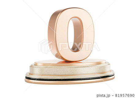 Golden 0 on the podium, award concept. 3D rendering 81957690