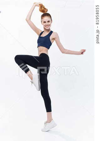 sportive woman exercise jumping cardio workout lifestyle 81958055