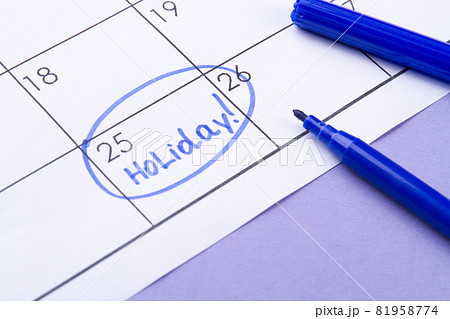 Calendar and holiday concept. Holidays calendar. 81958774