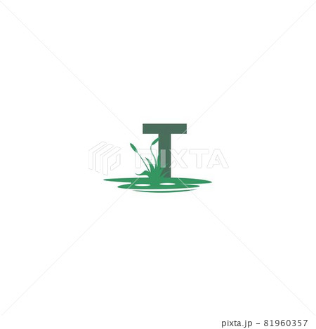 letter T behind puddles and grass template 81960357