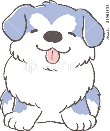 おすわりをして微笑んでいるアラスカンマラミュートの子犬のイラストのイラスト素材