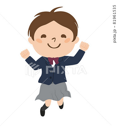 女子生徒のイラスト。楽しそうにジャンプしてる制服姿の女の子。 女子生徒のイラスト。楽しそうにジャンプしてる制服姿の女の子。 81961535