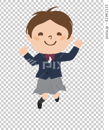 女子生徒のイラスト。楽しそうにジャンプしてる制服姿の女の子。 女子生徒のイラスト。楽しそうにジャンプしてる制服姿の女の子。 81961535