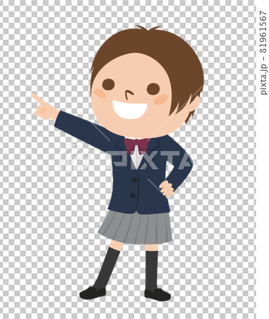 Illustration of a schoolgirl. A girl in uniform pointing to the future. Illustration of a schoolgirl. A girl in uniform pointing to the future. 81961567