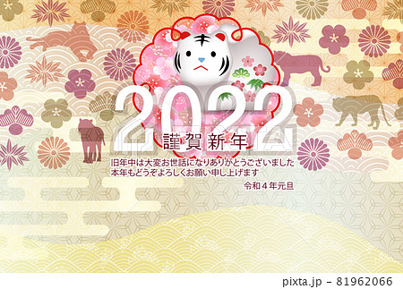 寅　年賀状　和柄　背景 81962066