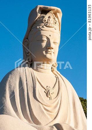 Giant statue of Ryozen Kannon Bodhisattva Avalokiteshvara known for her compassion for living beings Giant statue of Ryozen Kannon Bodhisattva Avalokiteshvara known for her compassion for living beings 81963135