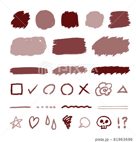 手描き風 ラフなアブストラクト背景と絵文字のベクターイラストセットのイラスト素材