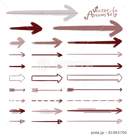 手描き風 様々な矢印のベクターイラストセット ブラシ登録済みのイラスト素材