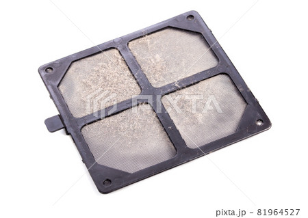 flat plastic pc dust filter filled with dust isolated with selec 81964527