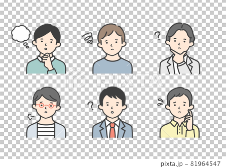 Illustration material set of a young man with a troubled expression Illustration material set of a young man with a troubled expression 81964547