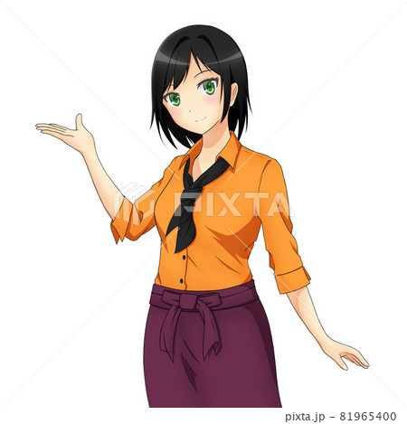 カフェ店員の女性 ハロウィンカラー カフェ店員の女性 ハロウィンカラー 81965400