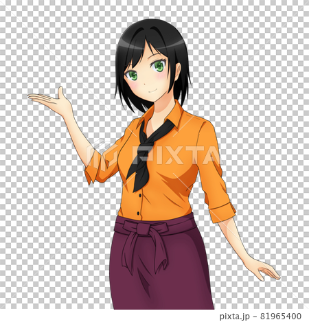 カフェ店員の女性 ハロウィンカラー カフェ店員の女性 ハロウィンカラー 81965400