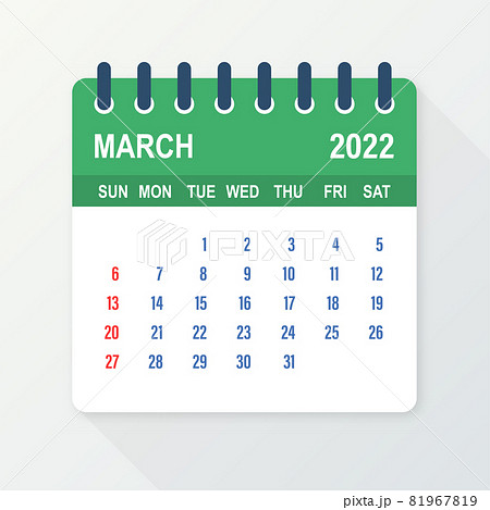 March 2022 Calendar Leaf. Calendar 2022 in flat style. Vector illustration. March 2022 Calendar Leaf. Calendar 2022 in flat style. Vector illustration. 81967819
