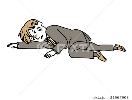 倒れているスーツを着た男性のイラスト素材