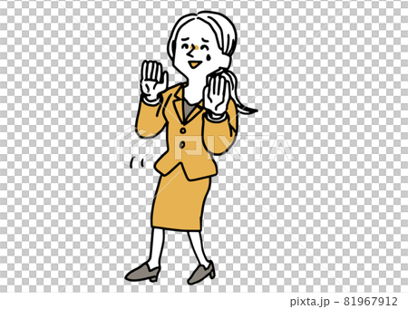 後ずさりするスーツの女性 81967912