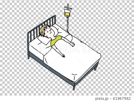 A man receiving an IV drip in bed A man receiving an IV drip in bed 81967982