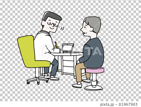 Middle-aged man talking to a doctor Middle-aged man talking to a doctor 81967983