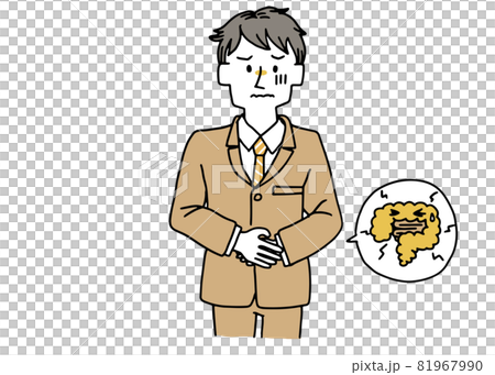 お腹を壊したスーツの男性 81967990