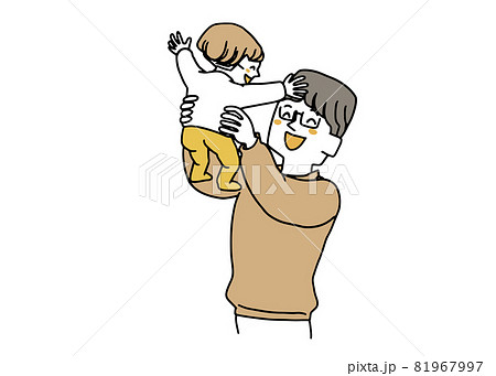 赤ちゃんを抱き上げているパパ 81967997