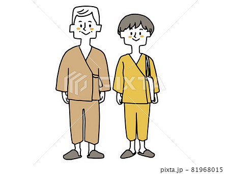 人間ドッグを受ける高齢男性と若い女性のセット 81968015