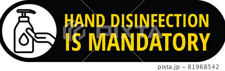 Hand disinfectant sign with bottle and hands Hand disinfectant sign with bottle and hands 81968542