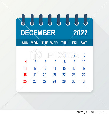 December 2022 Calendar Leaf. Calendar 2022 in flat style. A5 size. Vector illustration. 81968578