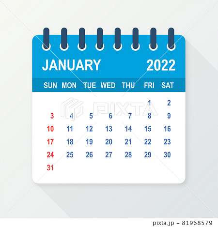 January 2022 Calendar Leaf. Calendar 2022 in flat style. Vector illustration. 81968579