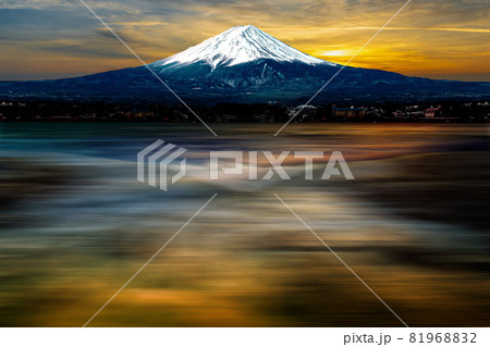 Beautiful Fuji mountain in the evening Japan. Beautiful Fuji mountain in the evening Japan. 81968832