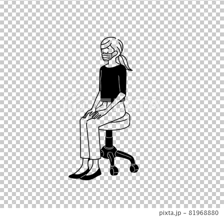 椅子に座っているマスクをつけた女性-黒 椅子に座っているマスクをつけた女性-黒 81968880