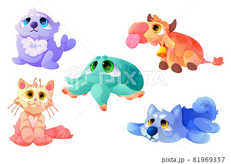 Plush toys, funny soft seal, cow, cat with octopus 81969357