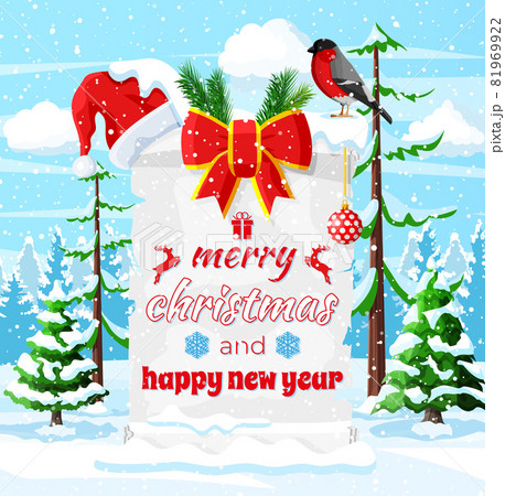 Old Christmas Parchment Scroll with Santa Hat 81969922