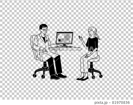 女人在檢查時告訴醫生症狀-黑色 81970836