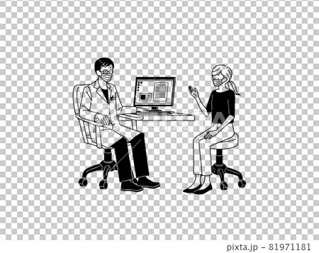 女人在檢查時告訴醫生症狀-黑色 81971181