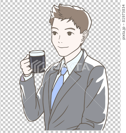 Businessmen, men, bust-ups, colors taking coffee breaks in the office Businessmen, men, bust-ups, colors taking coffee breaks in the office 81973834