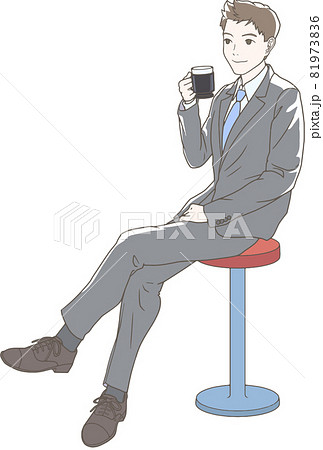 オフィスでコーヒー休憩をするビジネスマン、男性、カラー 81973836