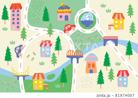 Cute city map pattern, wallpaper for kids,... - Stock Illustration  [81974007] - PIXTA