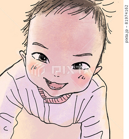 笑顔で顔を近づけてくる赤ちゃん 笑顔で顔を近づけてくる赤ちゃん 81974162
