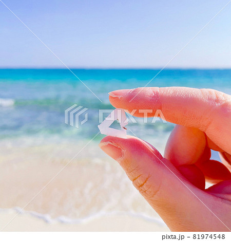 【海洋漂着ごみ】美しい海岸に流れ着いたプラスチックの三角カン 【海洋漂着ごみ】美しい海岸に流れ着いたプラスチックの三角カン 81974548