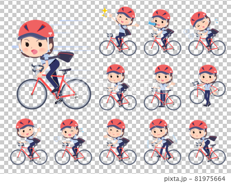 Set of postman women on a road bike 81975664