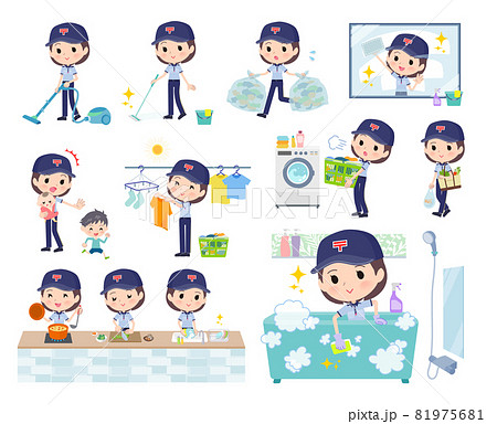 掃除や洗濯など家事に関する郵便配達員女性のセット 81975681