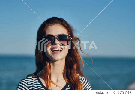 cheerful pretty woman outdoors fresh air travel Relax cheerful pretty woman outdoors fresh air travel Relax 81975742