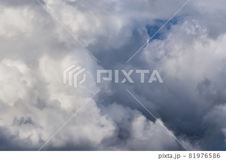 Incoming storm close-up cloudscape at march daylight in continental europe. Captured with 200 mm telephoto lens 81976586
