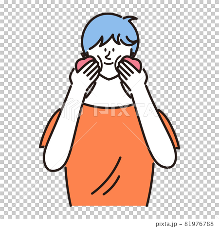 A woman holding an apple in her left and right hands A woman holding an apple in her left and right hands 81976788