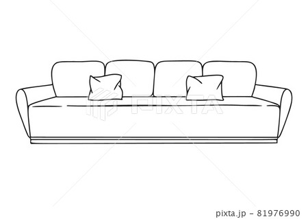 Contour sketch of a sofa isolated on a white background. Vector illustration. 81976990