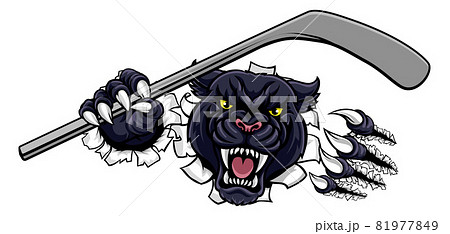 Panther Ice Hockey Player Animal Sports Mascot 81977849