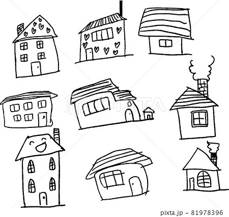 子供の落書き 家 住宅 住まい セット 81978396