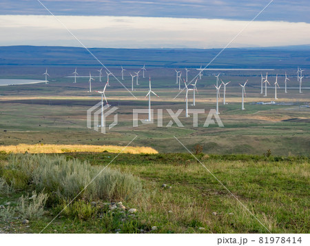 landscape with windmills.Wind turbine Located on a hill 81978414