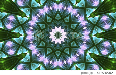 Seamless pink green flower kaleidoscopic mosaic pattern background. 81978502